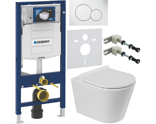 Комплект Унитаз подвесной BelBagno Flay-r + Крышка Piano BB2111SC с микролифтом + Инсталляция Geberit Duofix UP 320 111.300.00.5 + Кнопка Sigma 01 115.770.11.5 белая + Крепления 111.815.00.1 к стене + Шумоизоляция