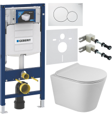 Комплект Унитаз подвесной BelBagno Flay-r + Крышка BB901SC с микролифтом + Инсталляция Geberit Duofix UP 320 111.300.00.5 + Кнопка Sigma 01 115.770.11.5 белая + Крепления 111.815.00.1 к стене + Шумоизоляция