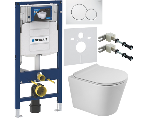 Комплект Унитаз подвесной BelBagno Flay-r + Крышка BB901SC с микролифтом + Инсталляция Geberit Duofix UP 320 111.300.00.5 + Кнопка Sigma 01 115.770.11.5 белая + Крепления 111.815.00.1 к стене + Шумоизоляция