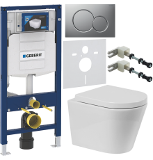 Комплект Унитаз подвесной BelBagno Flay-r + Крышка Marino BB105SC с микролифтом, петли хром + Инсталляция Geberit Duofix UP 320 111.300.00.5 + Кнопка Sigma 01 115.770.JQ.5 лакированная, матовый хром + Крепления 111.815.00.1 к стене + Шумоизоляция