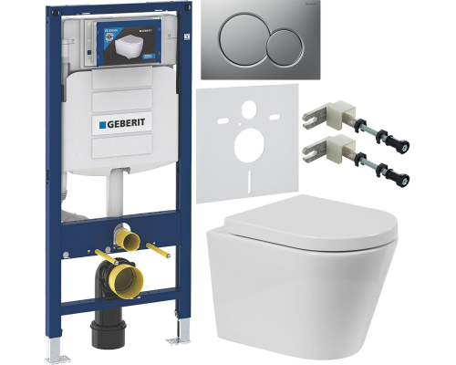 Комплект Унитаз подвесной BelBagno Flay-r + Крышка Marino BB105SC с микролифтом, петли хром + Инсталляция Geberit Duofix UP 320 111.300.00.5 + Кнопка Sigma 01 115.770.JQ.5 лакированная, матовый хром + Крепления 111.815.00.1 к стене + Шумоизоляция