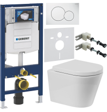 Комплект Унитаз подвесной BelBagno Flay-r + Крышка Marino BB105SC с микролифтом, петли хром + Инсталляция Geberit Duofix UP 320 111.300.00.5 + Кнопка Sigma 01 115.770.11.5 белая + Крепления 111.815.00.1 к стене + Шумоизоляция