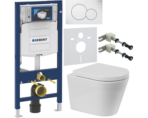 Комплект Унитаз подвесной BelBagno Flay-r + Крышка Marino BB105SC с микролифтом, петли хром + Инсталляция Geberit Duofix UP 320 111.300.00.5 + Кнопка Sigma 01 115.770.11.5 белая + Крепления 111.815.00.1 к стене + Шумоизоляция