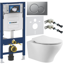 Комплект Унитаз подвесной BelBagno Acqua BB340CHR + Крышка Prospero BB2020SC с микролифтом, петли хром + Инсталляция Geberit Duofix UP 320 111.300.00.5 + Кнопка Sigma 01 115.770.JQ.5 лакированная, матовый хром + Крепления 111.815.00.1 к стене + Шумоизоляц