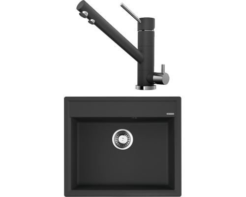 Комплект Мойка кухонная Omoikiri Daisen 60-BL черная + Смеситель Tonami BL черный