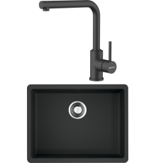 Комплект Мойка кухонная Omoikiri Kata 54-U-BL черная + Смеситель Nakagawa P-BL черный