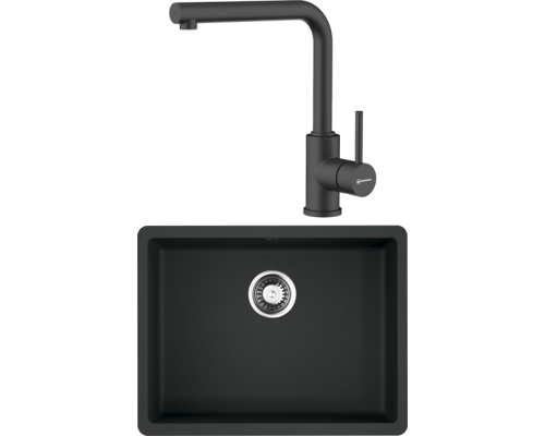 Комплект Мойка кухонная Omoikiri Kata 54-U-BL черная + Смеситель Nakagawa P-BL черный