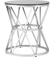 Журнальный столик Stool Group Вива 50x50 см, стекло черное, опора серебро