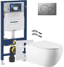 Комплект Унитаз подвесной Vincea Evo VT1-34 + Крепления Geberit Duofix 111.815.00.1 к стене + Шумоизоляция 156.050.00.1 + Инсталляция UP 320 111.300.00.5 + Кнопка Sigma 01 115.770.JQ.5 лакированная, матовый хром