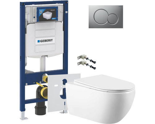 Комплект Унитаз подвесной Vincea Evo VT1-34 + Крепления Geberit Duofix 111.815.00.1 к стене + Шумоизоляция 156.050.00.1 + Инсталляция UP 320 111.300.00.5 + Кнопка Sigma 01 115.770.JQ.5 лакированная, матовый хром