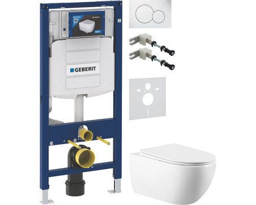 Комплект Унитаз подвесной Vincea Evo VT1-34 + Крепления Geberit Duofix 111.815.00.1 к стене + Шумоизоляция 156.050.00.1 + Инсталляция UP 320 111.300.00.5 + Кнопка Sigma 01 115.770.11.5 белая