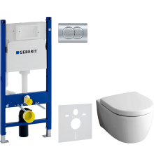 Комплект  Чаша для унитаза подвесного Geberit iCon 204060000 + Крышка-сиденье Geberit iCon 574130000 + Система инсталляции для унитазов Geberit Duofix