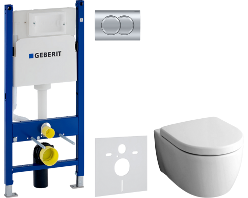 Комплект  Чаша для унитаза подвесного Geberit iCon 204060000 + Крышка-сиденье Geberit iCon 574130000 + Система инсталляции для унитазов Geberit Duofix