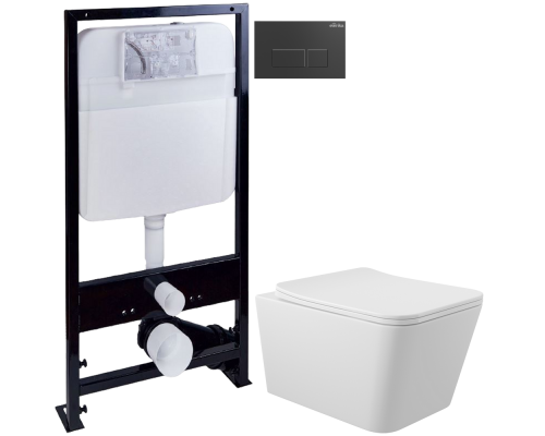 Комплект Унитаз подвесной Aqueduto Macio MAC0120 безободковый, с микролифтом, белый матовый + Инсталляция EWRIKA ProLT 0026-2020 + Кнопка 0044 черная матовая Комплект Унитаз подвесной Aqueduto Macio MAC0120 безободковый, с микролифтом, белый матовый + Инсталляция EWRIKA ProLT 0026-2020 + Кнопка 0044 черная матовая
