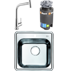 Комплект Мойка кухонная IDDIS Strit STR48P0i77 + Смеситель MEGA Life MG-TK09 хром + Измельчитель Bort Titan 4000