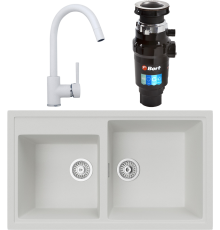 Комплект Мойка кухонная TopZero TopGran Demi 860.500 20-07 ice 07 + Смеситель Romeo ice 07 + Измельчитель Bort Master Eco 91275752