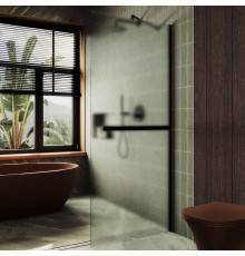Душевая перегородка Maybahglass MGD-713-6ш 109 см, профиль черный, стекло сатин
