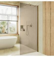 Душевая перегородка Maybahglass MGD-702-3ш 69 см, профиль золото, стекло бронза