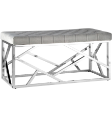 Банкетка Stool Group Арт Деко 100х46 см, велюр серый, опора сталь серебро