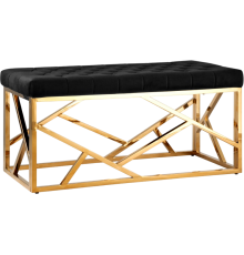 Банкетка Stool Group Арт Деко 100х46 см, велюр черный, опора сталь золото