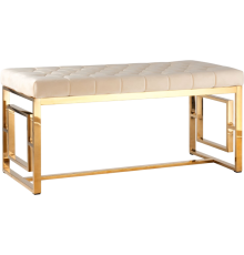 Банкетка Stool Group Бруклин 99х46 см, велюр бежевый, опора сталь золото