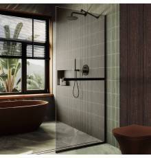Душевая перегородка Maybahglass MGD-727-6у 79 см, профиль черный, стекло бронза