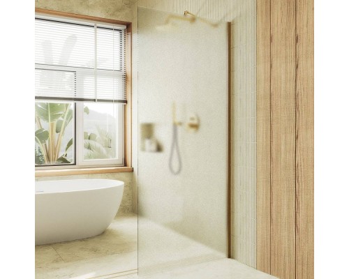 Душевая перегородка Maybahglass MGD-690-3ш 89 см, профиль золото, стекло сатин