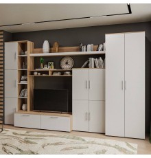 Стенка для гостиной Mebel-Ars Мальта дуб сонома, белая