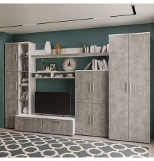 Стенка для гостиной Mebel-Ars Мальта белая, ателье светлое