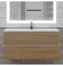 Тумба с раковиной Uperwood Barsa 100 подвесная, белая, дуб сонома, раковина Family белая