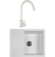Комплект Мойка кухонная Wisent MW650-28 вайт + Смеситель W4998-3-28 вайт