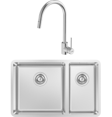 Комплект Мойка кухонная Kantera Lucia LUR210/L diamond + Смеситель Cignus KTR037-BR