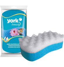 Губка York бабочка массажная, белая, голубая