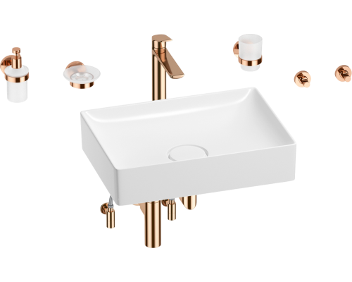 Комплект Wellsee Pure BY Wellsee 201006434 белый глянцевый, розовое золото, 9 в 1