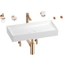 Комплект Wellsee Pure BY Wellsee 201006519 белый глянцевый, розовое золото, 9 в 1