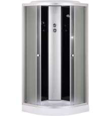 Душевая кабина EvaGold F901BS 90х90 см, четверть круга, низкий поддон, матовый хром, черная задняя стенка