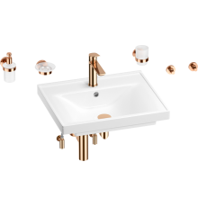 Комплект Wellsee FreeDom 201006944 глянцевый белый, розовое золото, 9 в 1
