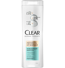 Шампунь Clear Derma Therapy Легкость от корней увлажняющий, питательный, для всех типов волос, для поврежденных волос, для тонких волос, для ежедневного применения, 380 мл