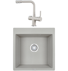 Комплект Мойка кухонная KRONA Quadrat W510-520 1 51х50 см, gray + Смеситель Brunnen H290 1 gray