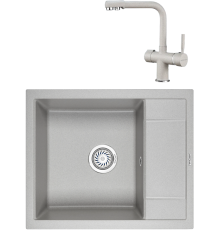 Комплект Мойка кухонная KRONA Flugel WRL780-500 1 78х50 см, gray + Смеситель Brunnen H290 1 gray