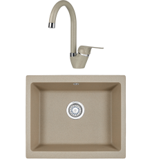 Комплект Мойка кухонная KRONA Quadrat W550-460 1 55х46 см, sand + Смеситель Wasser H270 1 sand