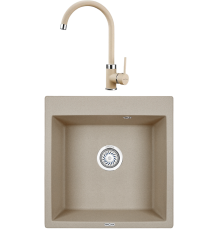 Комплект Мойка кухонная KRONA Quadrat W510-520 1 51х50 см, sand + Смеситель Wasser H270 1 sand