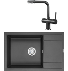 Комплект Мойка кухонная KRONA Flugel WRL780-500 1 78х50 см, black + Смеситель Brunnen H290 1 black