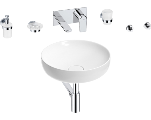 Комплект Wellsee Chalice Perfection 201006136 С ВНУТРЕННЕЙ ЧАСТЬЮ, глянцевый белый, хром, 8 в 1