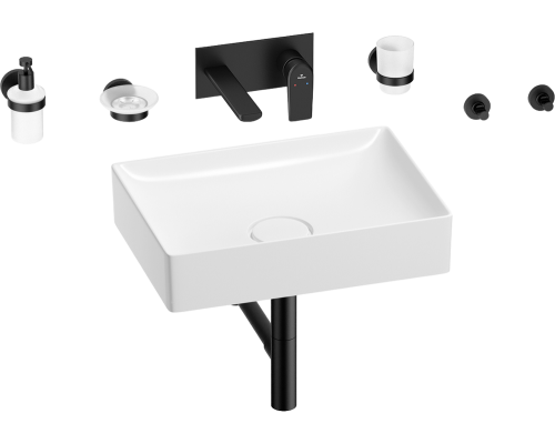 Комплект Wellsee Pure BY Wellsee 201006402 С ВНУТРЕННЕЙ ЧАСТЬЮ, глянцевый белый, матовый черный, 8 в 1