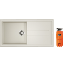Комплект Мойка кухонная Omoikiri Tedori 100-WH белая + Измельчитель Nagare slim 1250