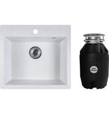Комплект Мойка кухонная Reflexion Cubi RX1555WH белая + Измельчитель Bone Crusher BC 810-AS