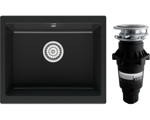 Комплект Мойка кухонная Point Сидли 55 черная + Измельчитель Bone Crusher BC 810-SL Slim Line