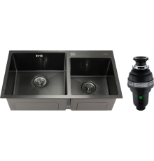 Комплект Мойка кухонная Melana S8045HB графит + Измельчитель Bone Crusher BC 1000-AS