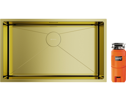 Комплект Мойка кухонная Omoikiri Taki 74-U/IF-LG светлое золото + Измельчитель Nagare slim 500